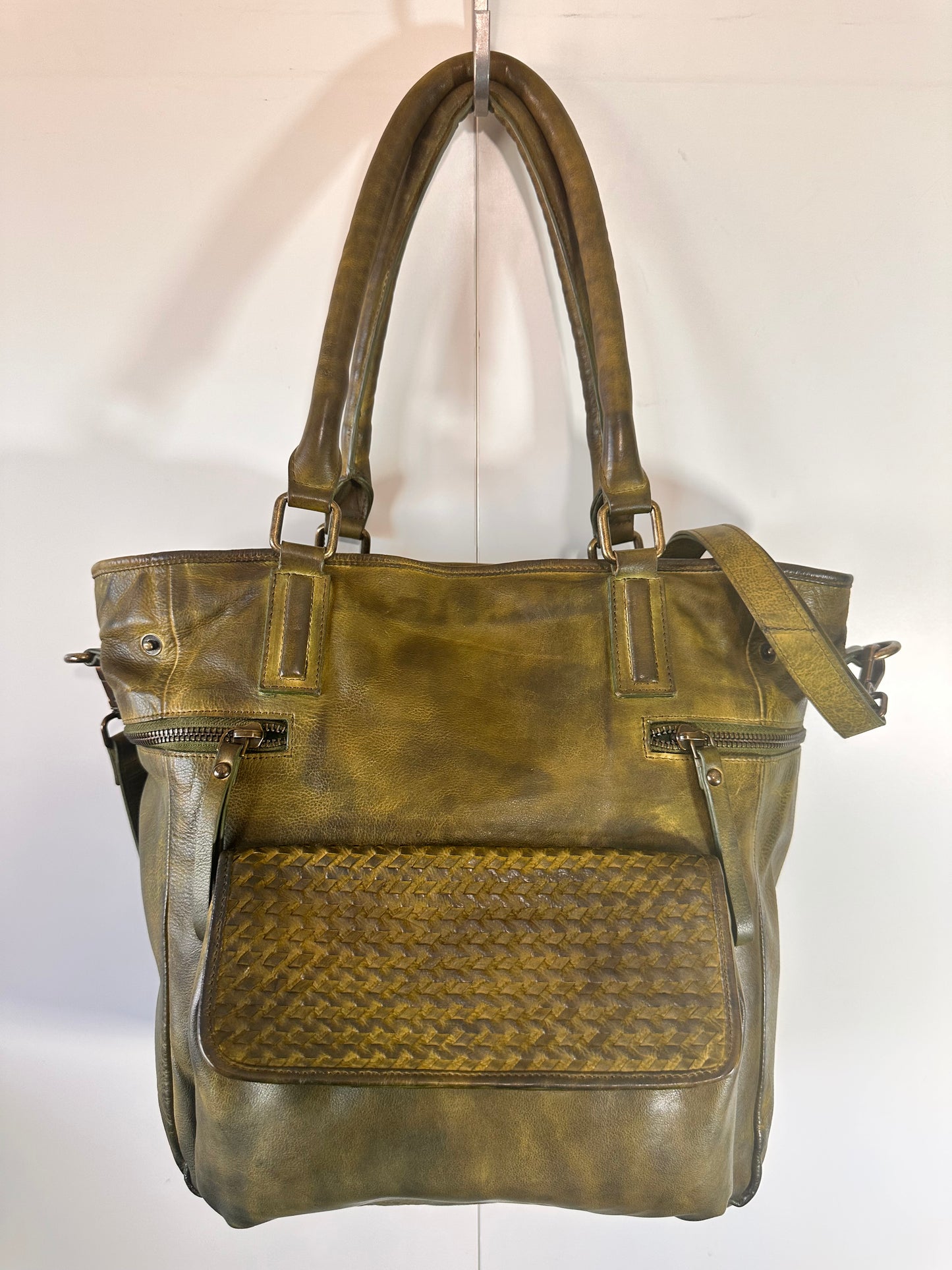 851W Trend Select #517 leather weave & washed Tote