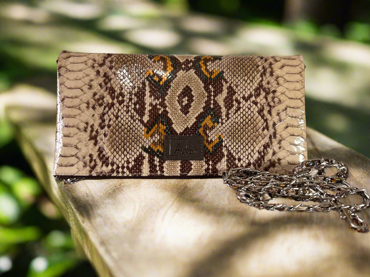 851H Trend Select 249 Snake print on Cow leather envelope bag $50.00 50 pcs minimum