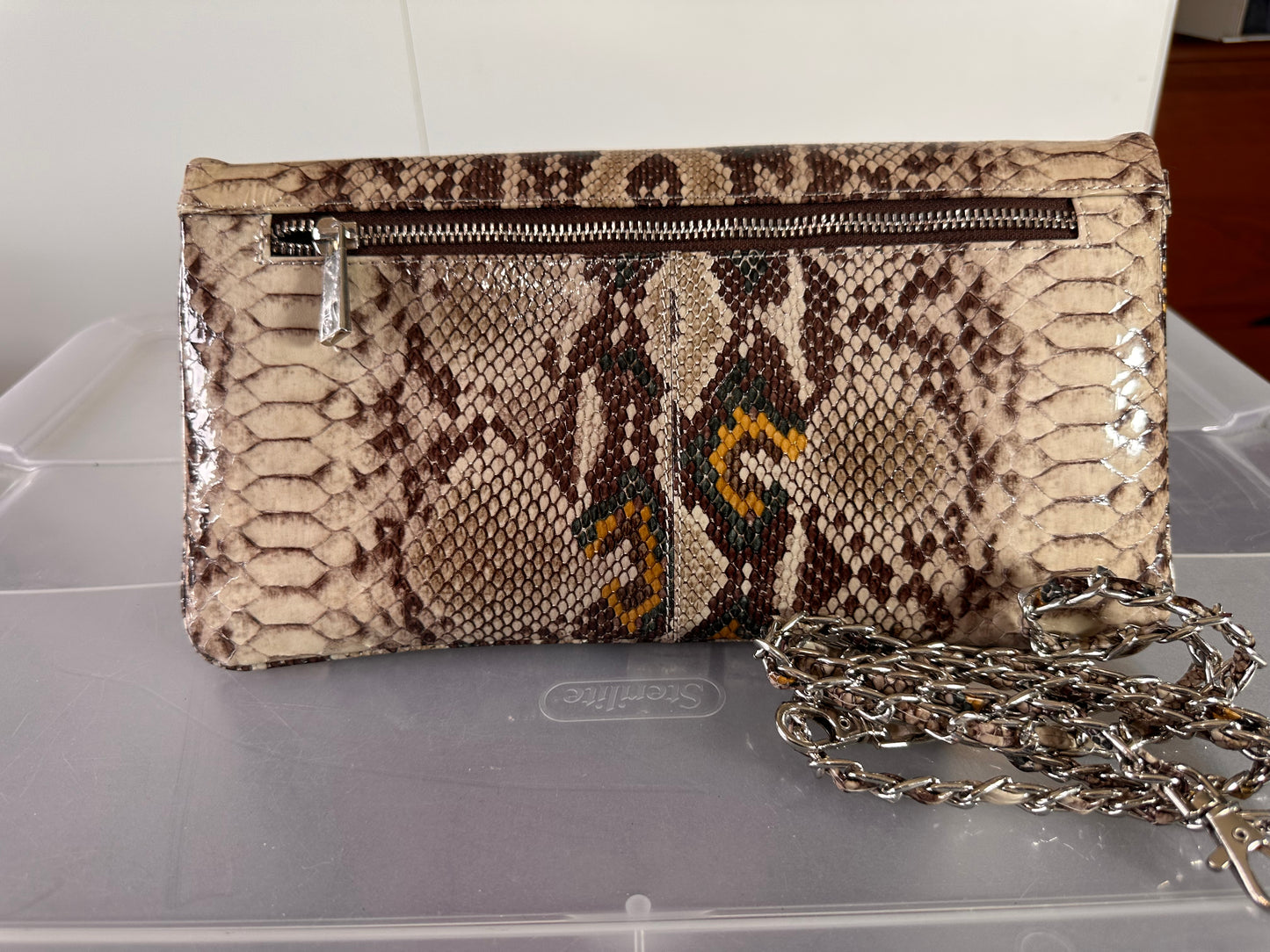 851H Trend Select 249 Snake print on Cow leather envelope bag $50.00 50 pcs minimum