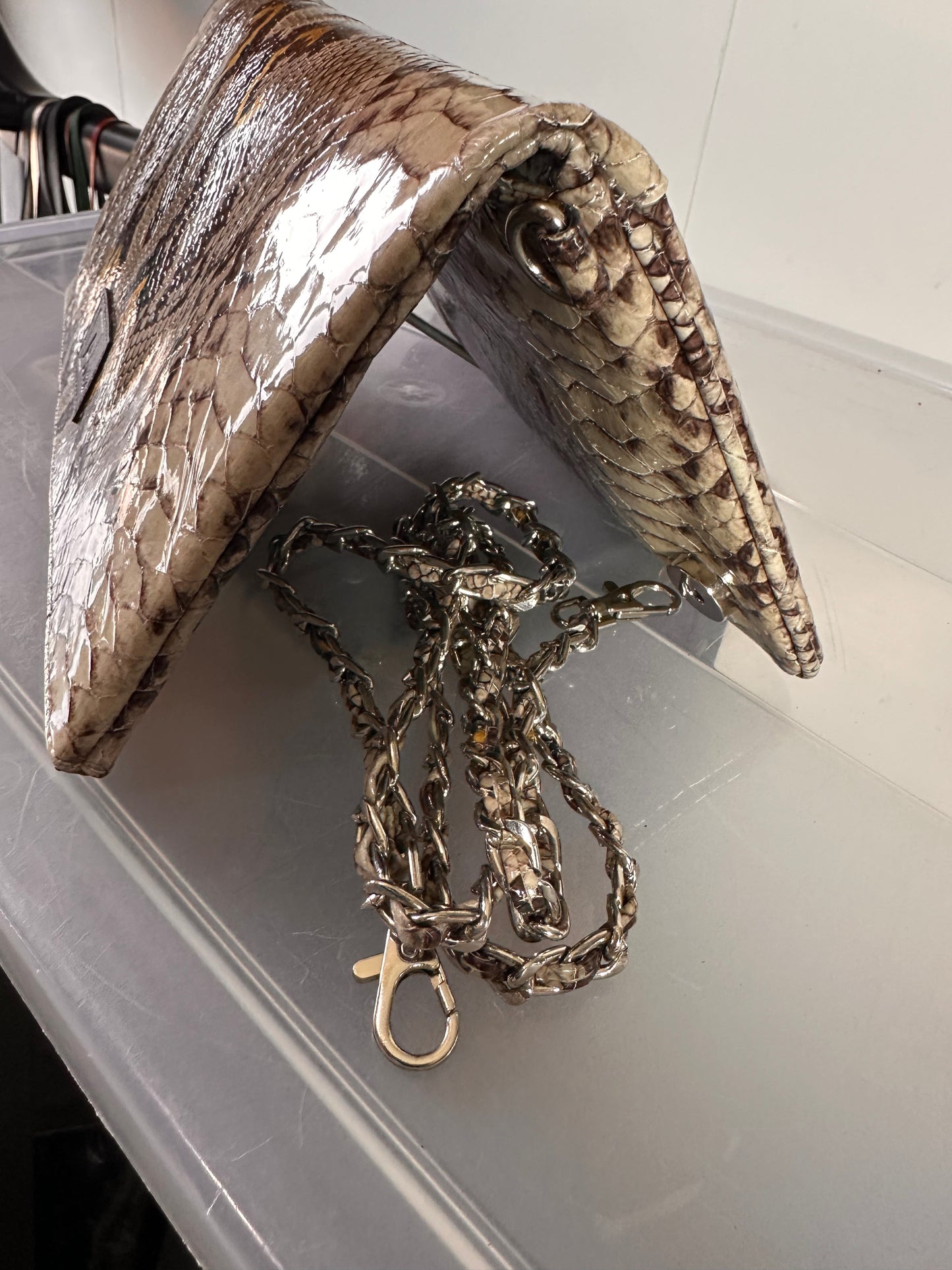 851H Trend Select 249 Snake print on Cow leather envelope bag $50.00 50 pcs minimum