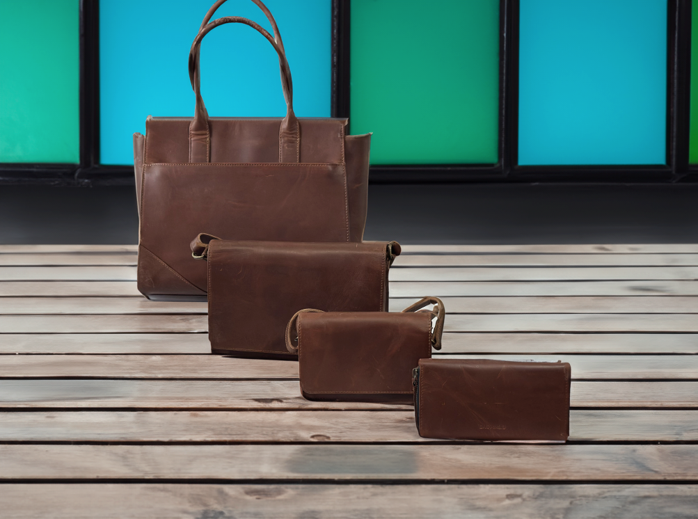 BRIKMOND 100% leather 3 n 1 Tote, shoulder bag, crossbody package