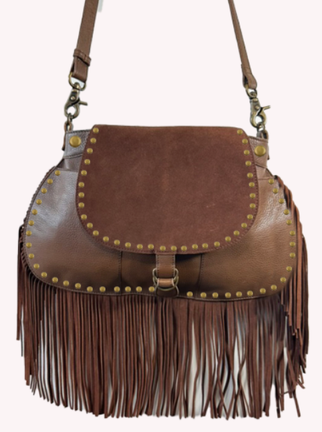 851H Trend Select 242 Cow Suede Fringed Saddle Bag $58.00 50 pcs minimum