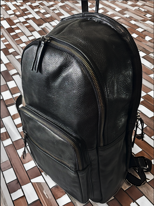 BRIKMOND 855122 100% leather multi pocket traveler backpack