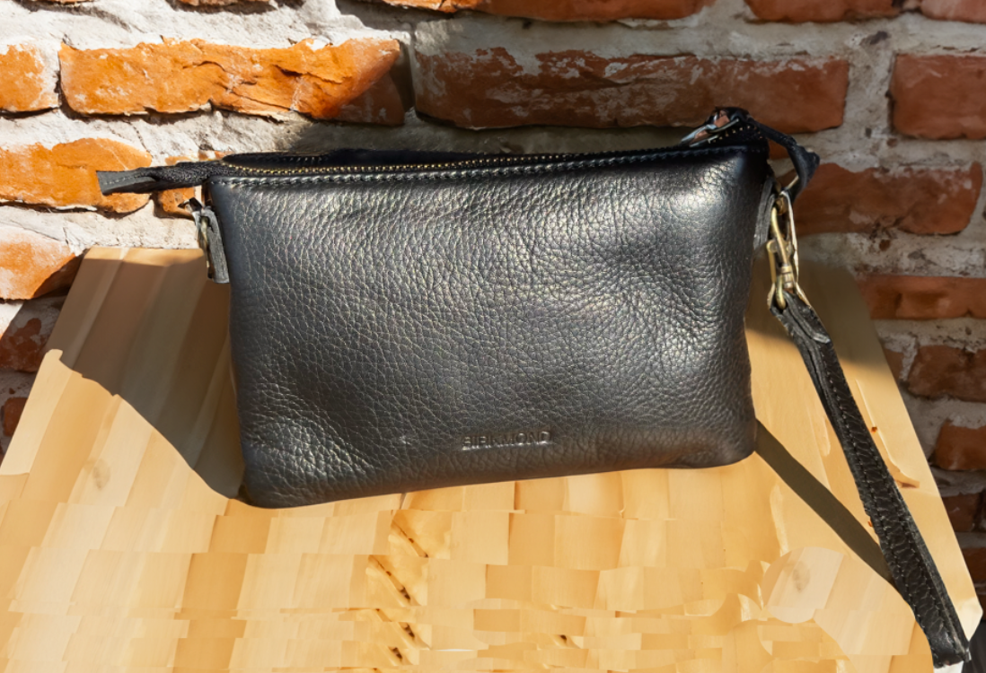 BRIKMOND 855124 100% leather wristlet / crossbody
