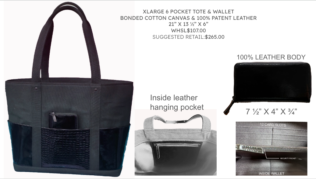 851C Trend Select 128 XL Cow & Canvas Patent leather Tote & wallet $73.00 - 50 pcs minimum