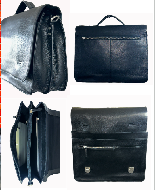 BRIKMOND 855627 100% leather executive briefcase