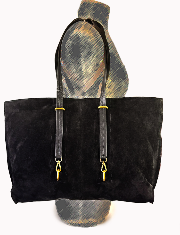 851N Trend Select 520 Cow Suede Double Buckled Tote $45.00 50 pcs minimum