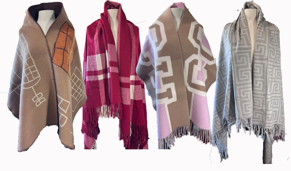 Stock lot # 455 Designer wool/cashmere shawls with free shipping in the USA 4 PCS