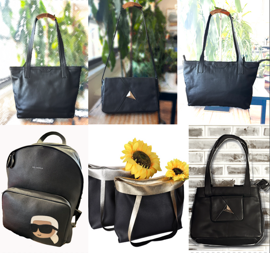 Stock lot # 468 Designers bag in black 6 pcs with free shipping