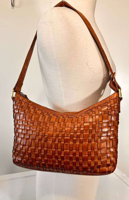 851W Trend Select #513 leather weave & washed shoulder bag