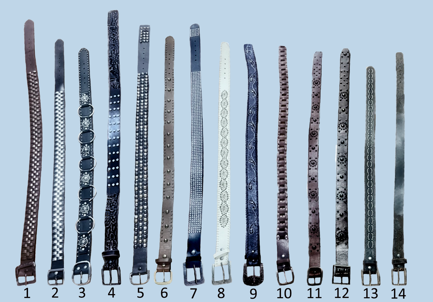 100% leather branded embellished belts