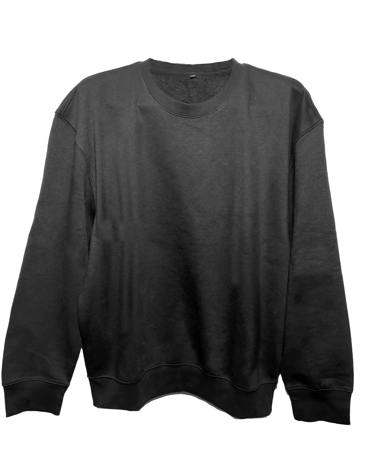 KAL1377-A Crew sweatshirt black & charcoal &  white sustainable cotton/recycled polyester.