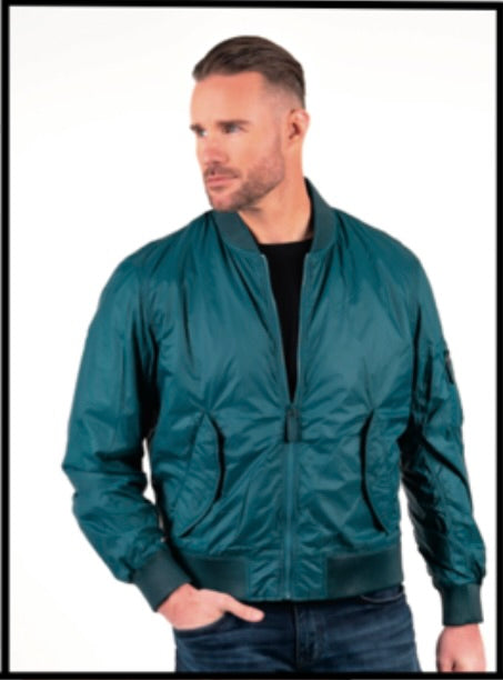 M112 Comstock & co Breeze Nylon bomber with leather trim