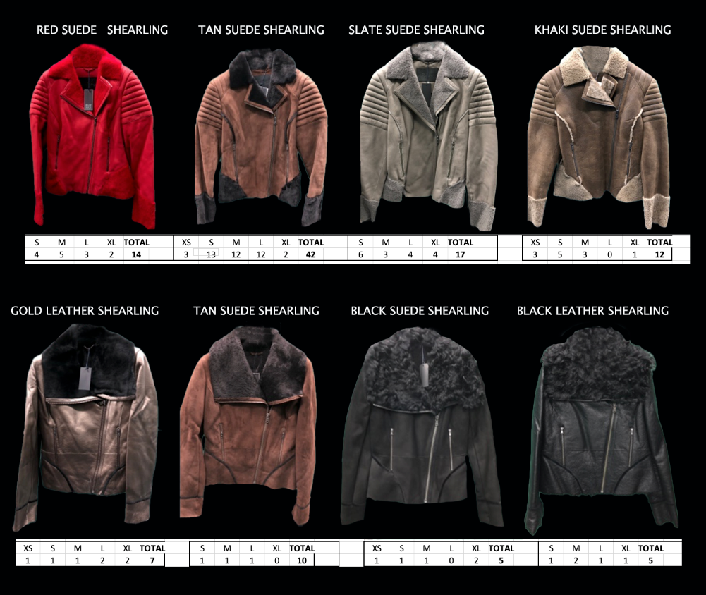 stock lot # 462 100% leather Shearling Motos  Free Shipping 105 PCS