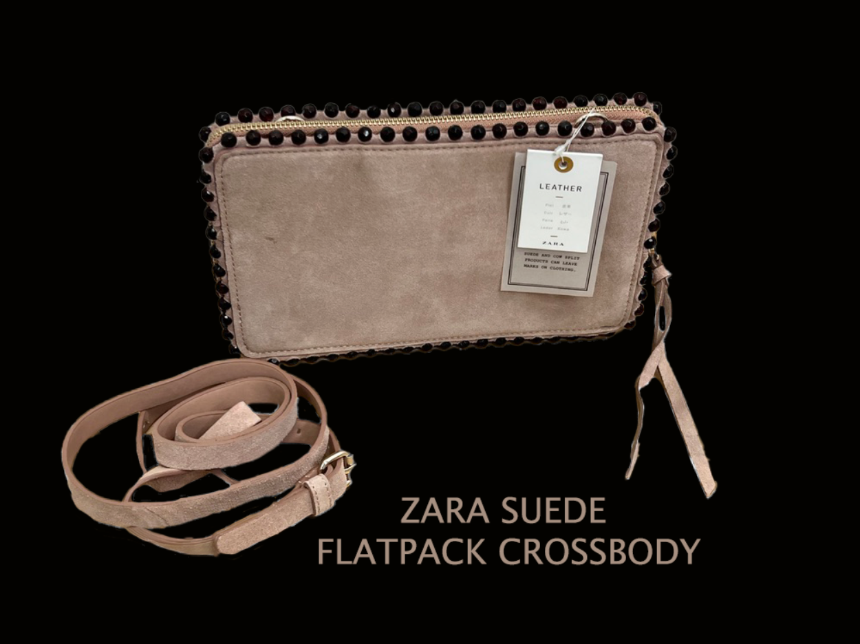 321 Zara suede crossbody with bead trim