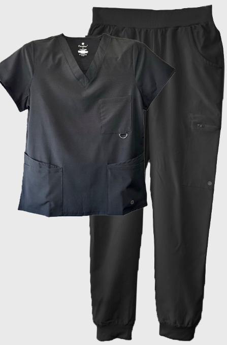 Centro Scrubs Set 60178311 Five pocket V-neck top & jogger with cargo pocket