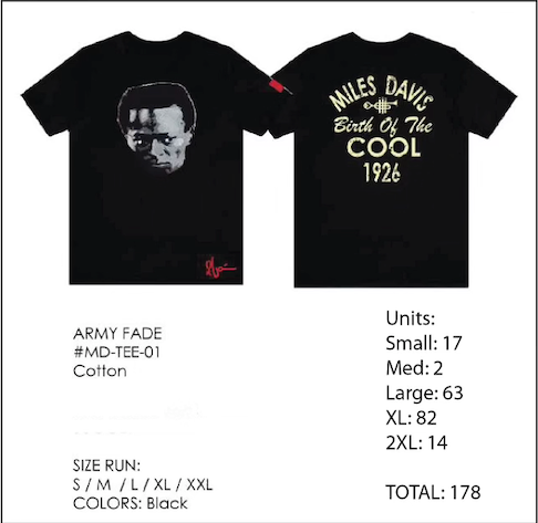 Stock lot # 461 Miles Davis fleece and Tee's with free shipping 1000 PCS