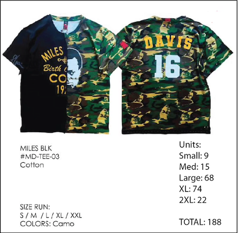 Stock lot # 461 Miles Davis fleece and Tee's with free shipping 1000 PCS