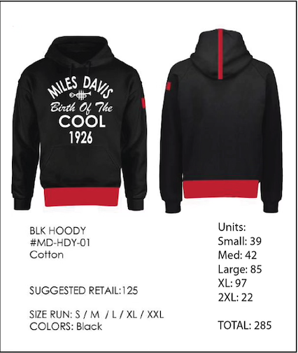 Stock lot # 461 Miles Davis fleece and Tee's with free shipping 1000 PCS