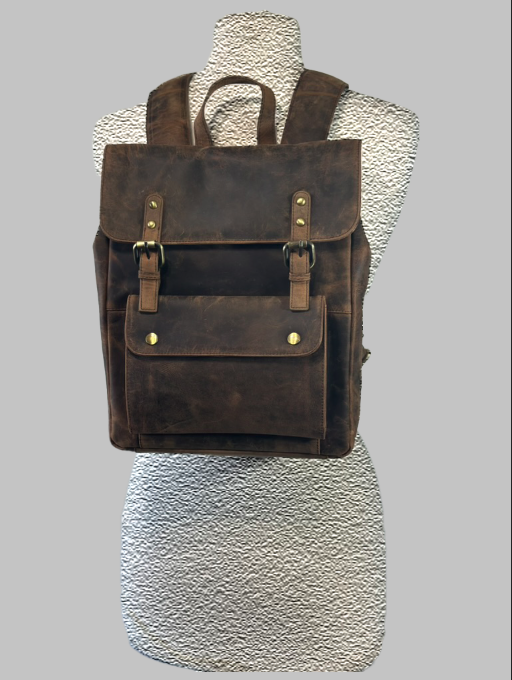 851H SRTS-667 100% leather Antique camper backpack