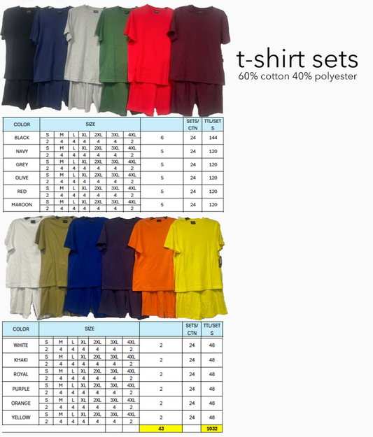 mens short sleeve t-shirt and drawstring shorts sets 1