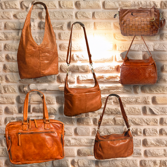 Stock lot Mini groups # 703 washed cow leather handbags 6 units at $20.00 each