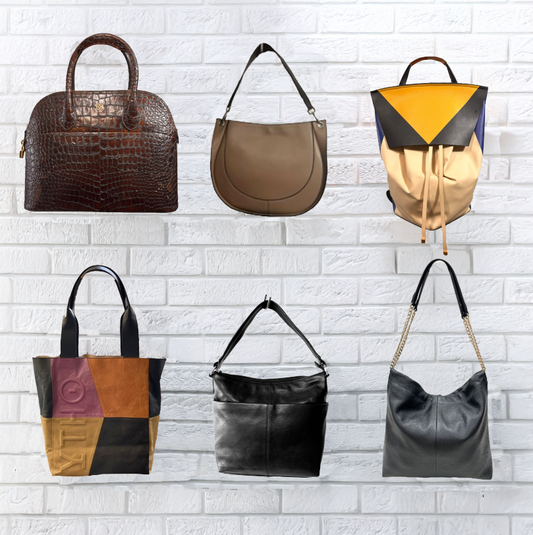 Stock lot Mini groups # 705 Aniline Leather handbags 6 units at $30.00 each