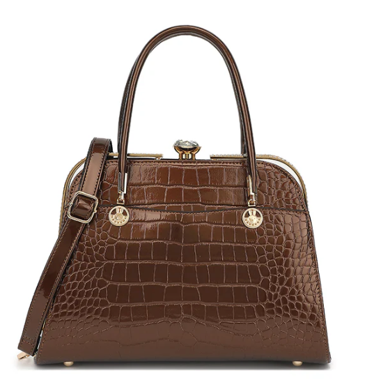 AN Ready Stock AS403 patent leather crocodile and diamonds satchel $20.00  10 pcs minimum
