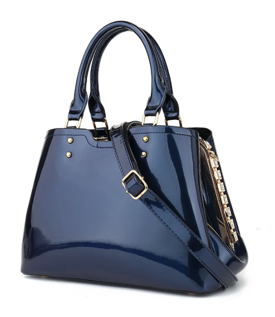 AN Ready Stock AS413 patent leather crystal rim satchel $20.00 10 pcs minimum