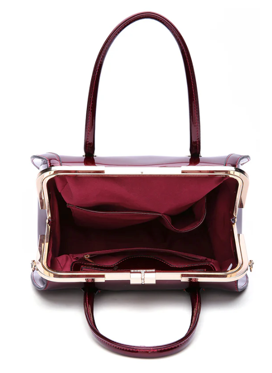AN Ready Stock AS402 Patent leather "Brook" frame satchel $20.00 10 PCS MINIMUM