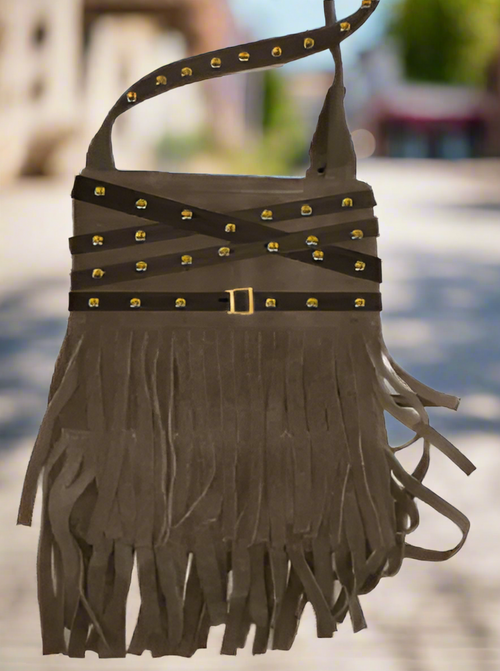 851N Trend Select 516 Cow Suede Belted & Fringed  Crossbody $38.00 50 pcs minimum