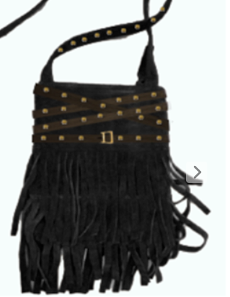 851H BG-017 Belted & Fringed  Crossbody 100% Leather